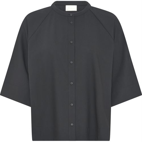 FRAU SKJORTE, ABU DHABI LIGHT WOOL SHIRT, BLACK